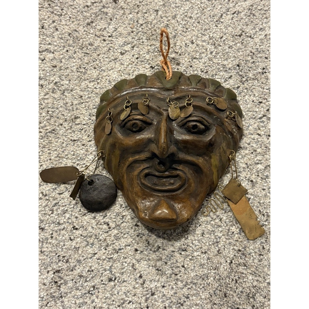 Tribal Wood‎ And Metal Wall Hanging Mask 6 Inch